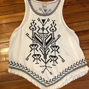 Flying Tomato Cute Print Tank Top with Fringe Sz L